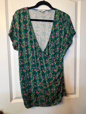 Boden 20/22 Green Floral Bloom Surplice Faux Wrap Blouse